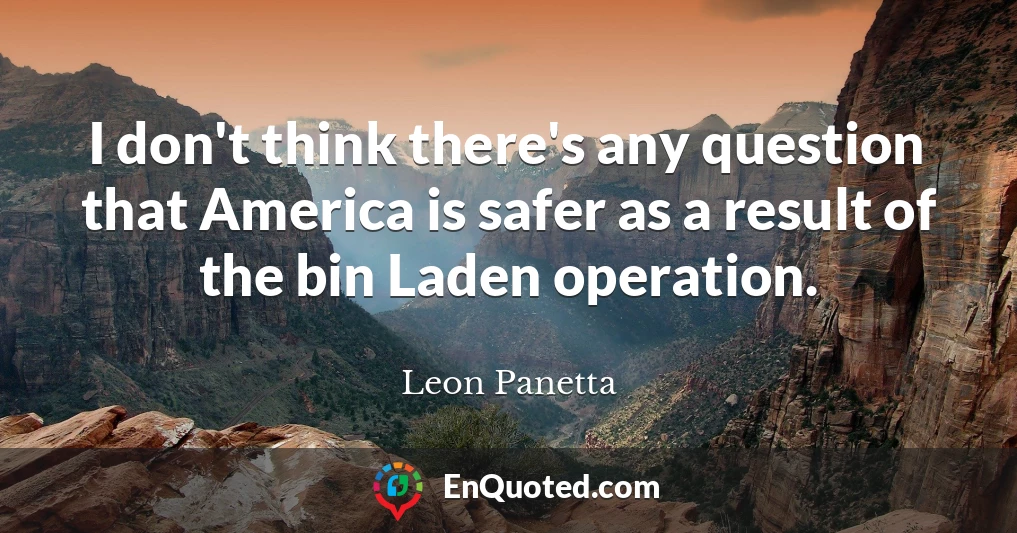 I don't think there's any question that America is safer as a result of the bin Laden operation.