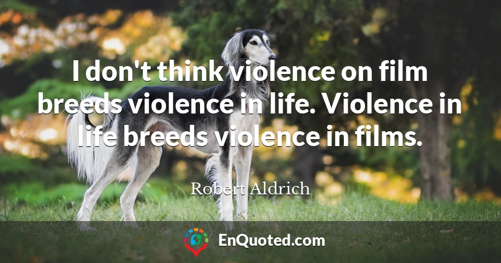 I don't think violence on film breeds violence in life. Violence in life breeds violence in films.