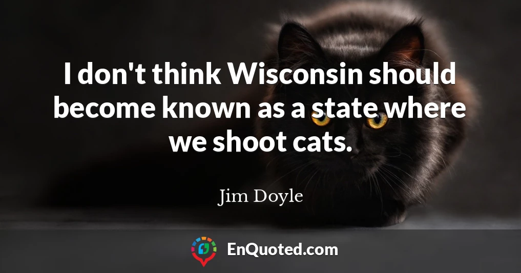 I don't think Wisconsin should become known as a state where we shoot cats.