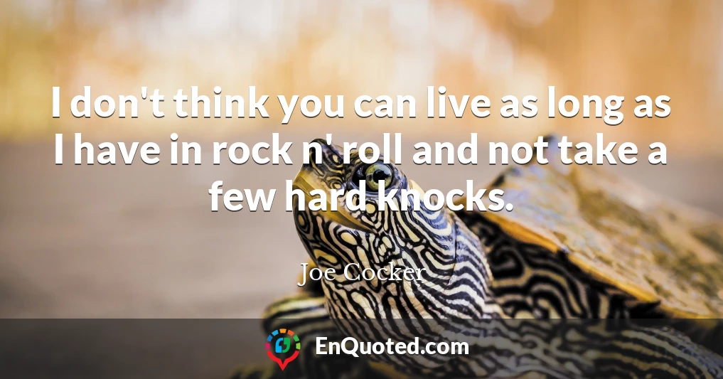 I don't think you can live as long as I have in rock n' roll and not take a few hard knocks.