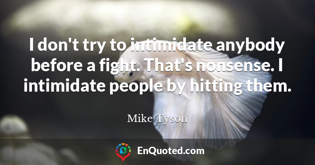 I don't try to intimidate anybody before a fight. That's nonsense. I intimidate people by hitting them.