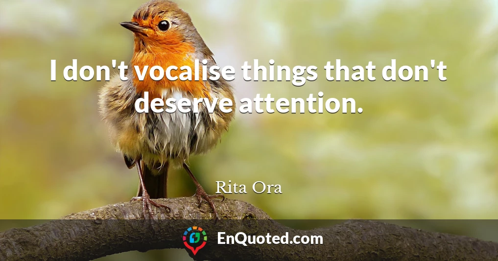 I don't vocalise things that don't deserve attention.