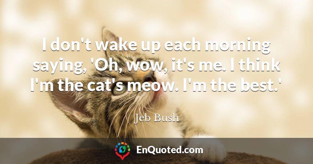 I don't wake up each morning saying, 'Oh, wow, it's me. I think I'm the cat's meow. I'm the best.'