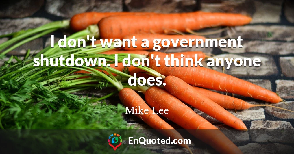 I don't want a government shutdown. I don't think anyone does.