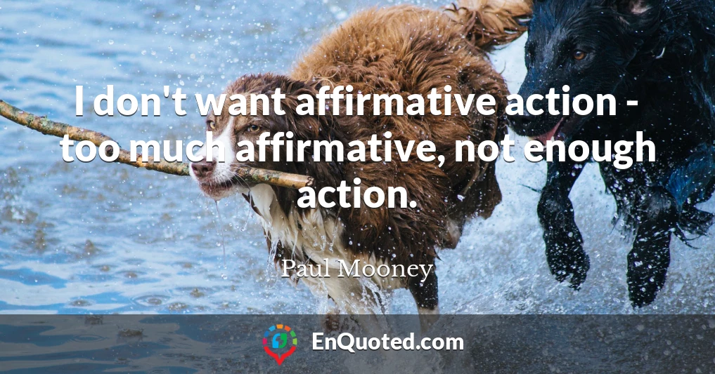 I don't want affirmative action - too much affirmative, not enough action.