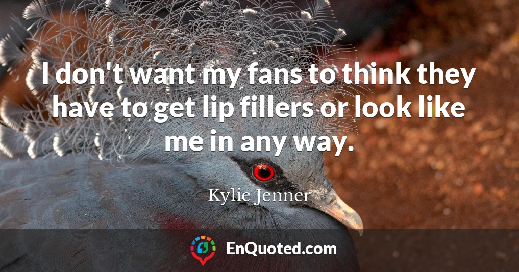 I don't want my fans to think they have to get lip fillers or look like me in any way.
