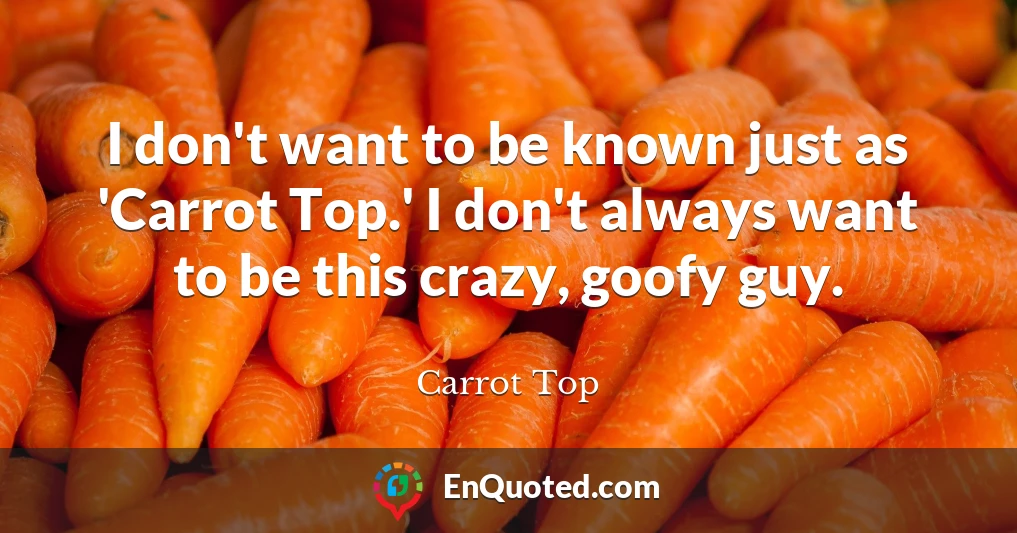 I don't want to be known just as 'Carrot Top.' I don't always want to be this crazy, goofy guy.