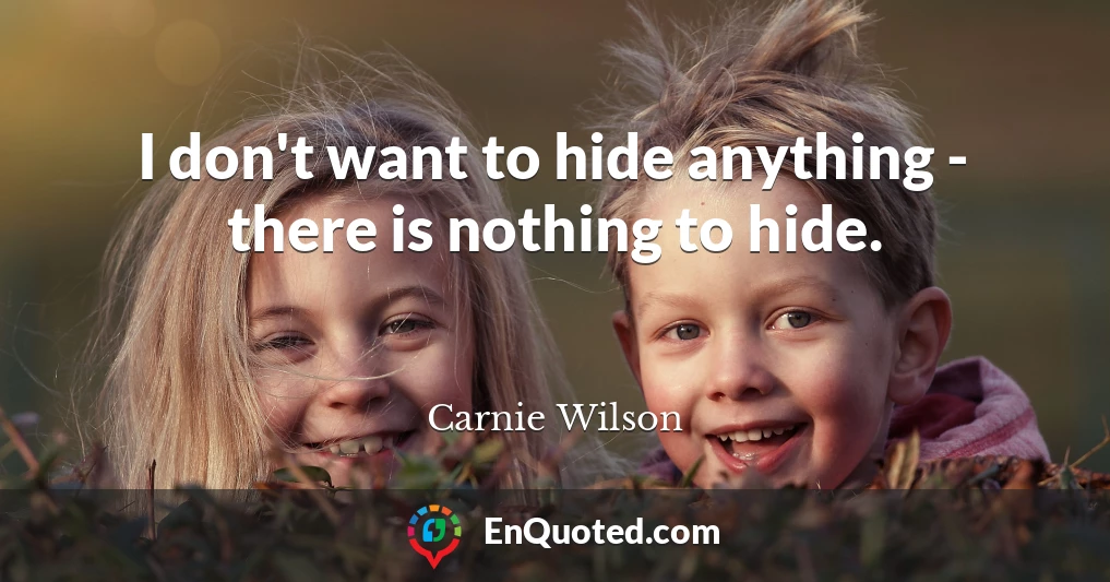 I don't want to hide anything - there is nothing to hide.