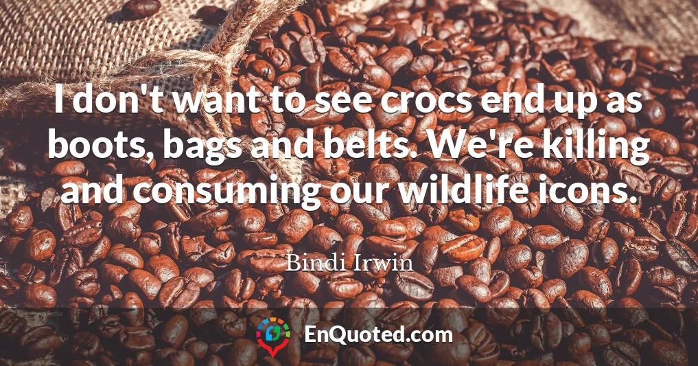 I don't want to see crocs end up as boots, bags and belts. We're killing and consuming our wildlife icons.