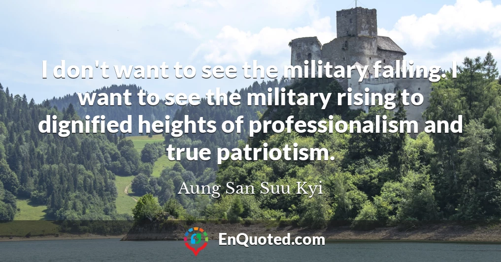 I don't want to see the military falling. I want to see the military rising to dignified heights of professionalism and true patriotism.
