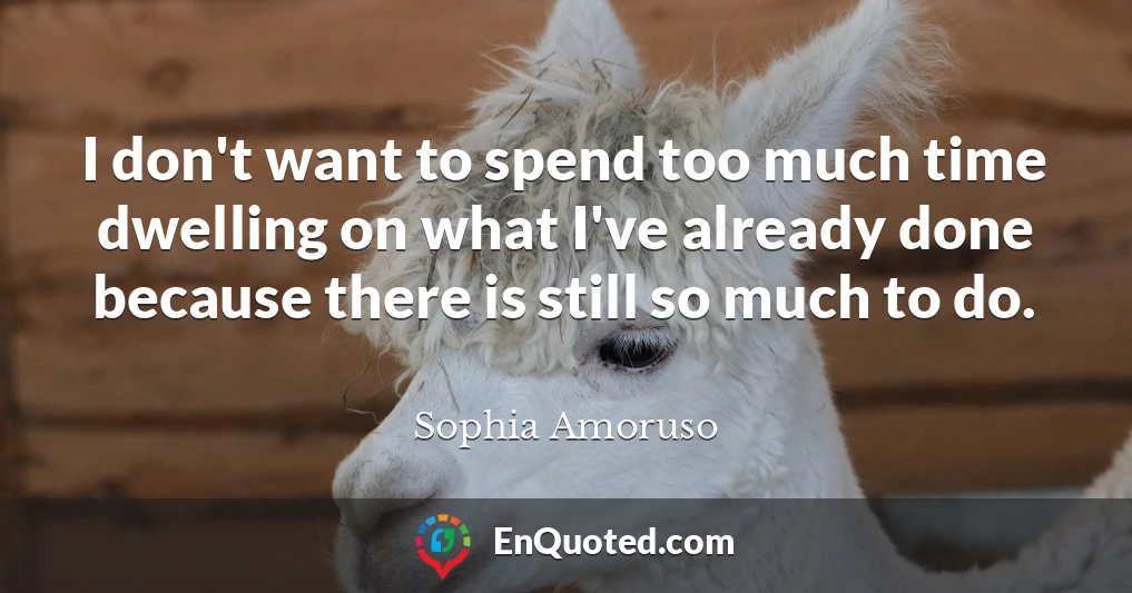 I don't want to spend too much time dwelling on what I've already done because there is still so much to do.