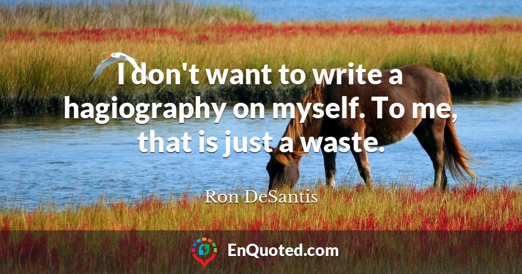 I don't want to write a hagiography on myself. To me, that is just a waste.