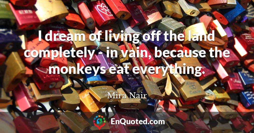 I dream of living off the land completely - in vain, because the monkeys eat everything.