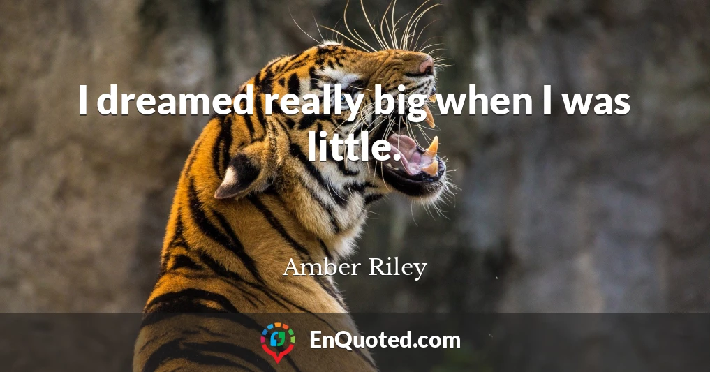 I dreamed really big when I was little.