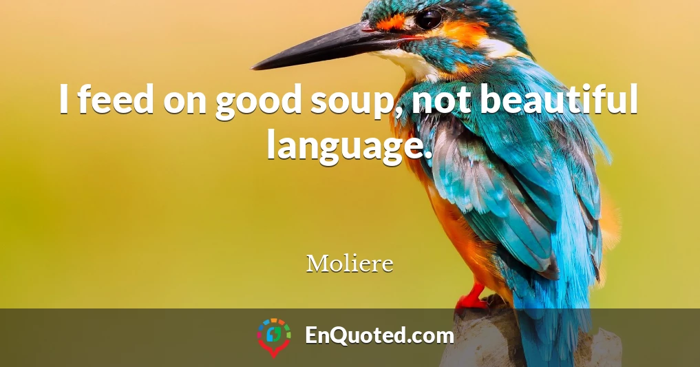 I feed on good soup, not beautiful language.