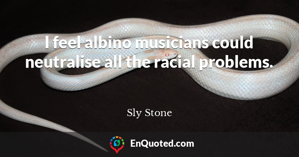 I feel albino musicians could neutralise all the racial problems.