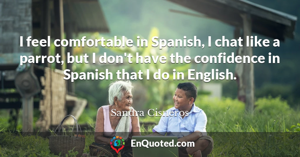 I feel comfortable in Spanish, I chat like a parrot, but I don't have the confidence in Spanish that I do in English.