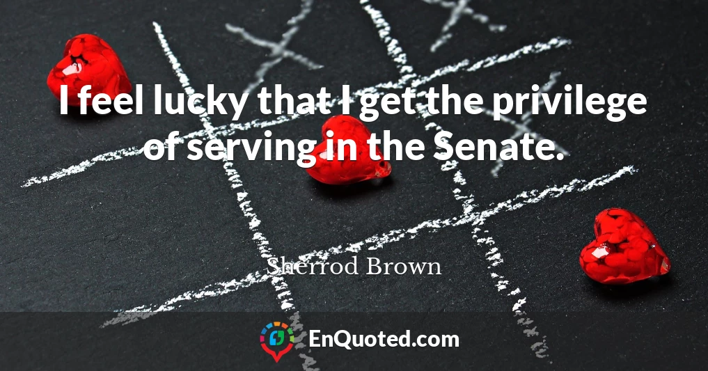 I feel lucky that I get the privilege of serving in the Senate.