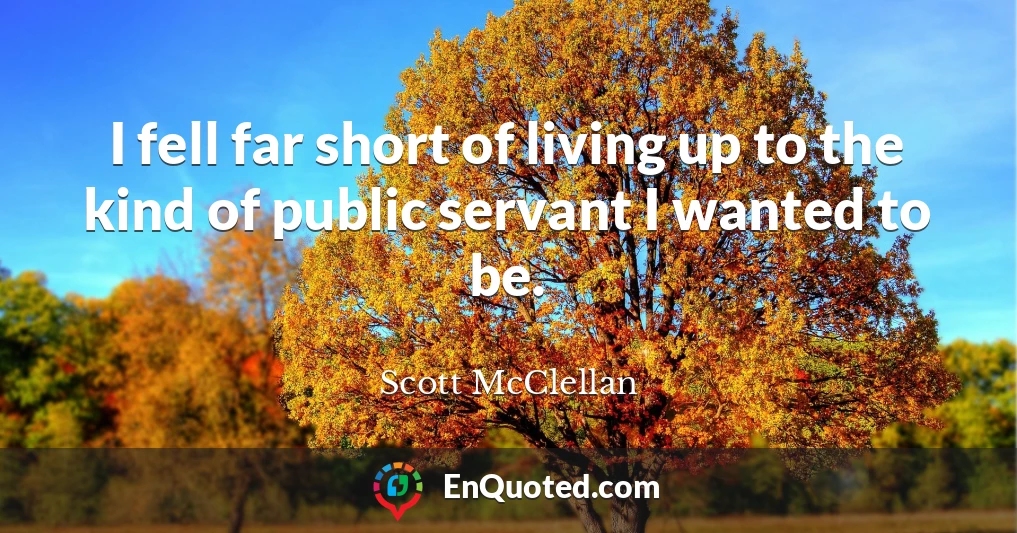 I fell far short of living up to the kind of public servant I wanted to be.