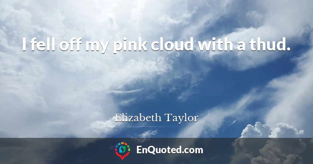 I fell off my pink cloud with a thud.