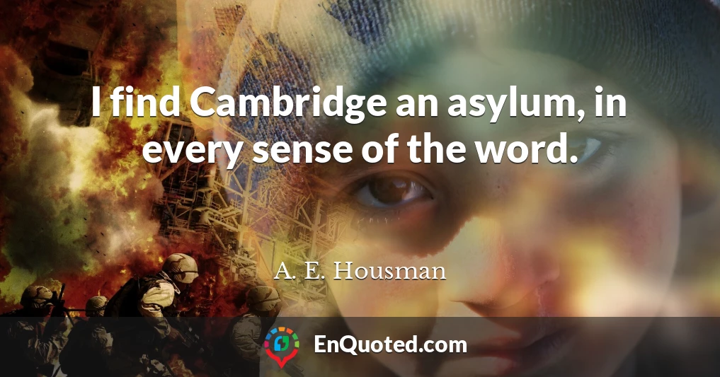 I find Cambridge an asylum, in every sense of the word.