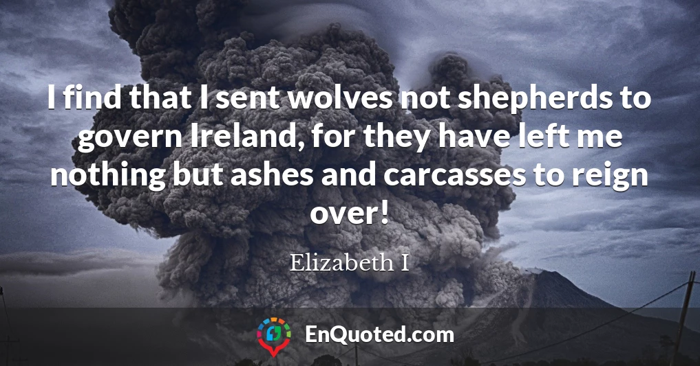 I find that I sent wolves not shepherds to govern Ireland, for they have left me nothing but ashes and carcasses to reign over!