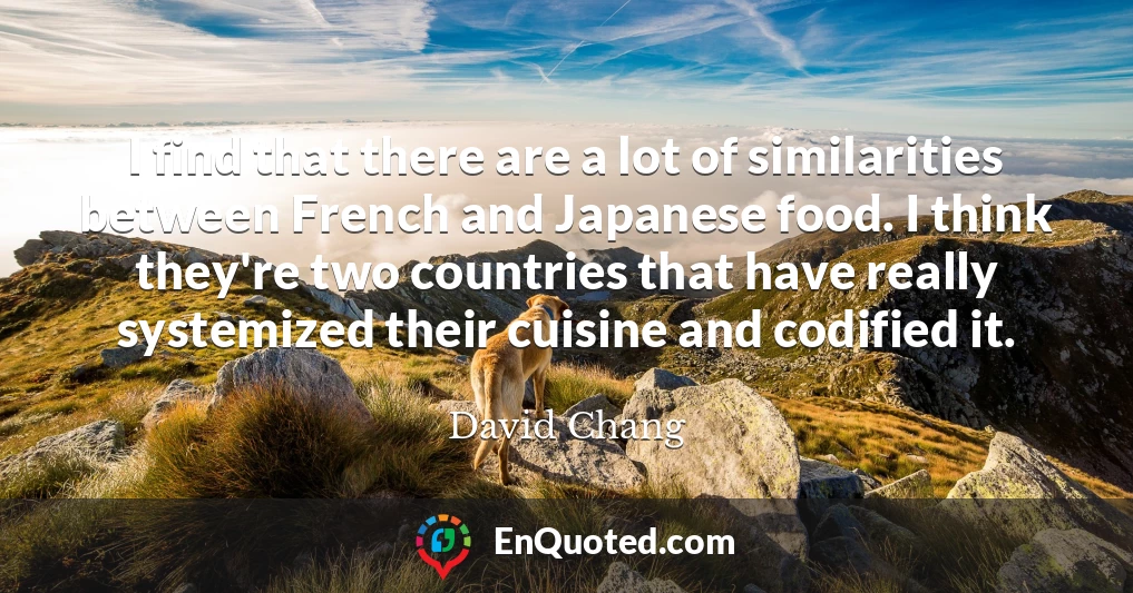 I find that there are a lot of similarities between French and Japanese food. I think they're two countries that have really systemized their cuisine and codified it.