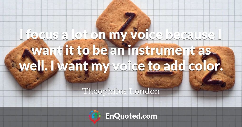 I focus a lot on my voice because I want it to be an instrument as well. I want my voice to add color.