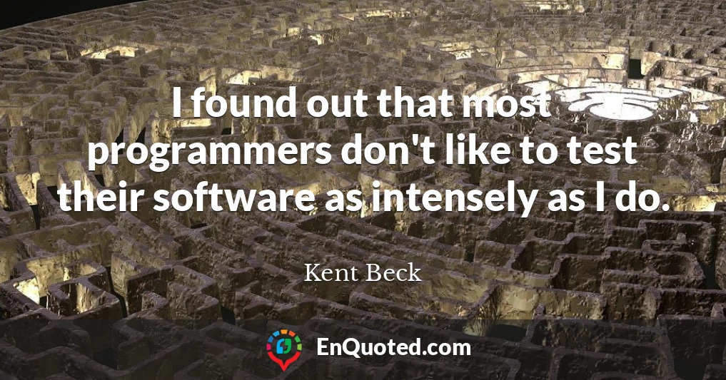 I found out that most programmers don't like to test their software as intensely as I do.