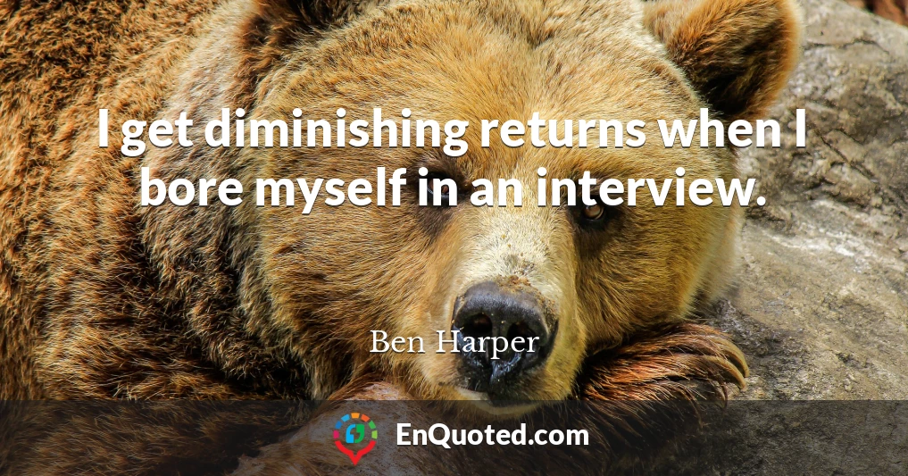 I get diminishing returns when I bore myself in an interview.