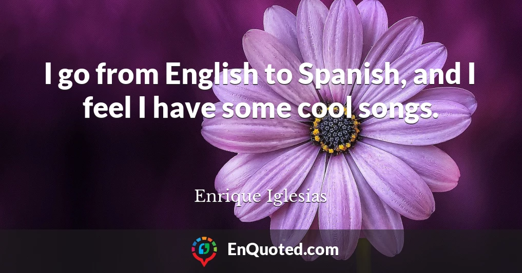 I go from English to Spanish, and I feel I have some cool songs.