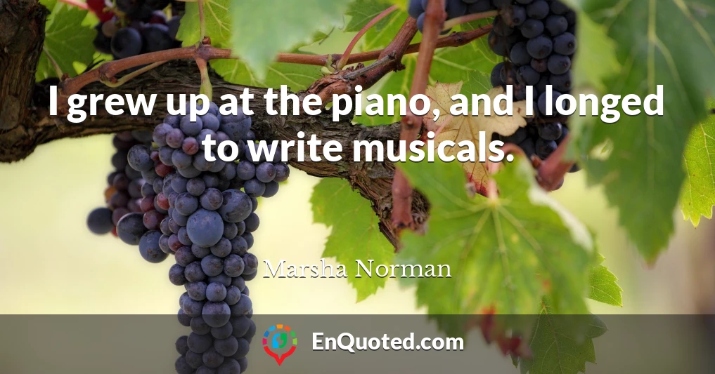 I grew up at the piano, and I longed to write musicals.