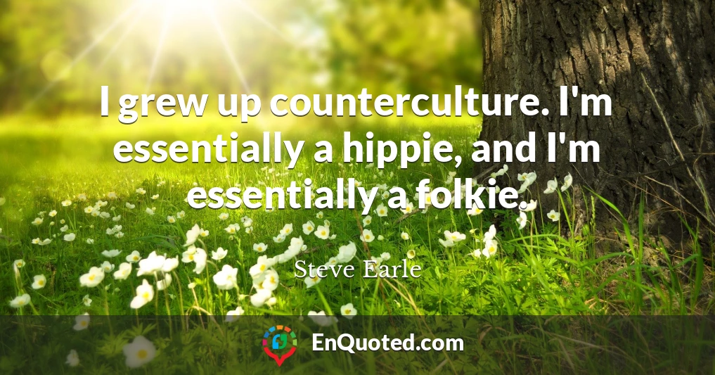I grew up counterculture. I'm essentially a hippie, and I'm essentially a folkie.