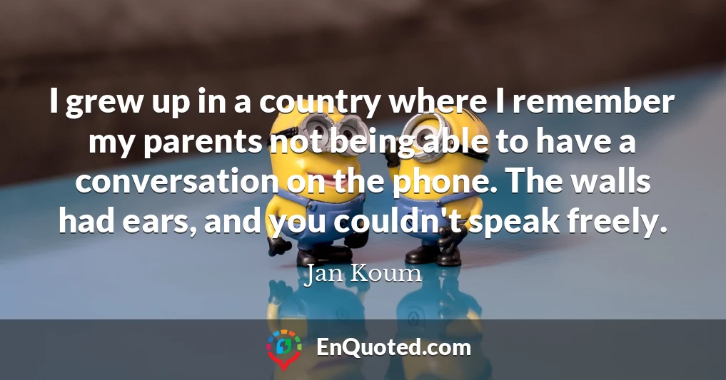 I grew up in a country where I remember my parents not being able to have a conversation on the phone. The walls had ears, and you couldn't speak freely.