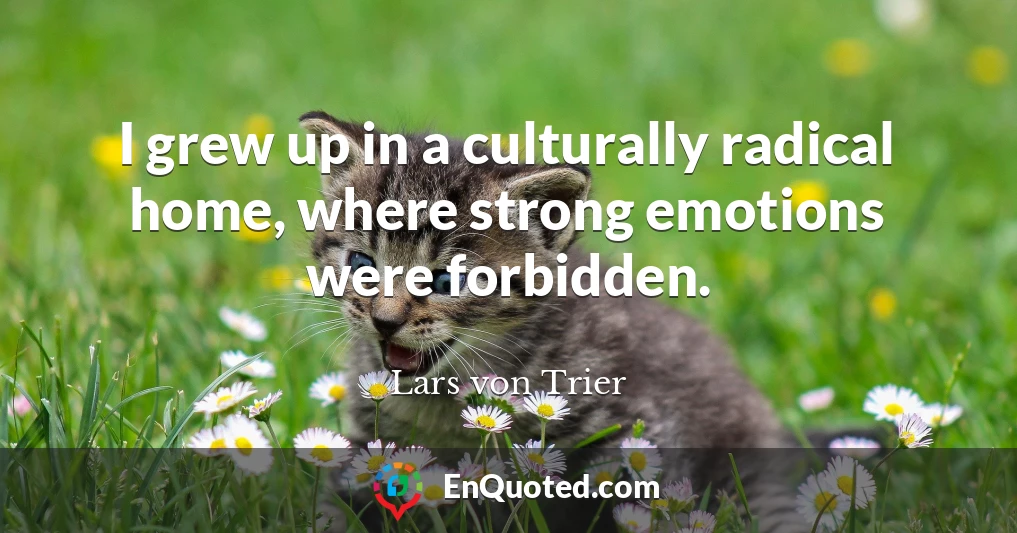 I grew up in a culturally radical home, where strong emotions were forbidden.