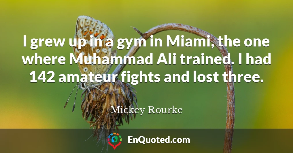 I grew up in a gym in Miami, the one where Muhammad Ali trained. I had 142 amateur fights and lost three.