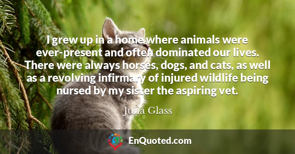 I grew up in a home where animals were ever-present and often dominated our lives. There were always horses, dogs, and cats, as well as a revolving infirmary of injured wildlife being nursed by my sister the aspiring vet.