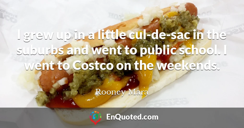 I grew up in a little cul-de-sac in the suburbs and went to public school. I went to Costco on the weekends.