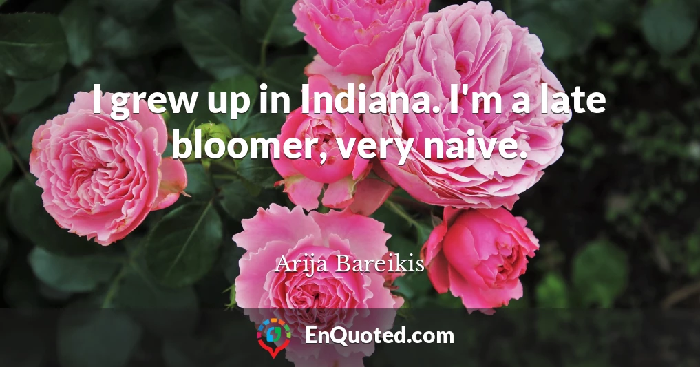 I grew up in Indiana. I'm a late bloomer, very naive.