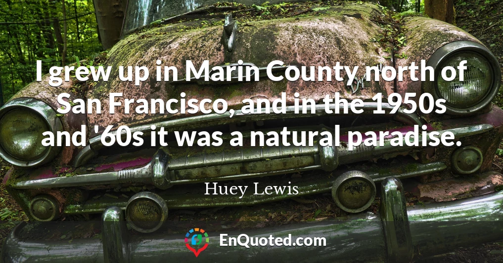 I grew up in Marin County north of San Francisco, and in the 1950s and '60s it was a natural paradise.