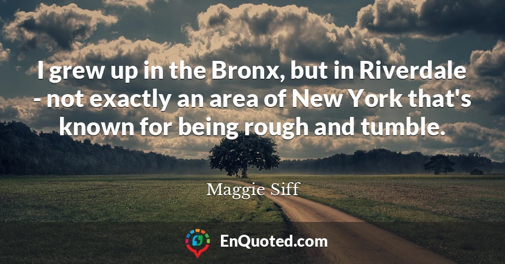 I grew up in the Bronx, but in Riverdale - not exactly an area of New York that's known for being rough and tumble.