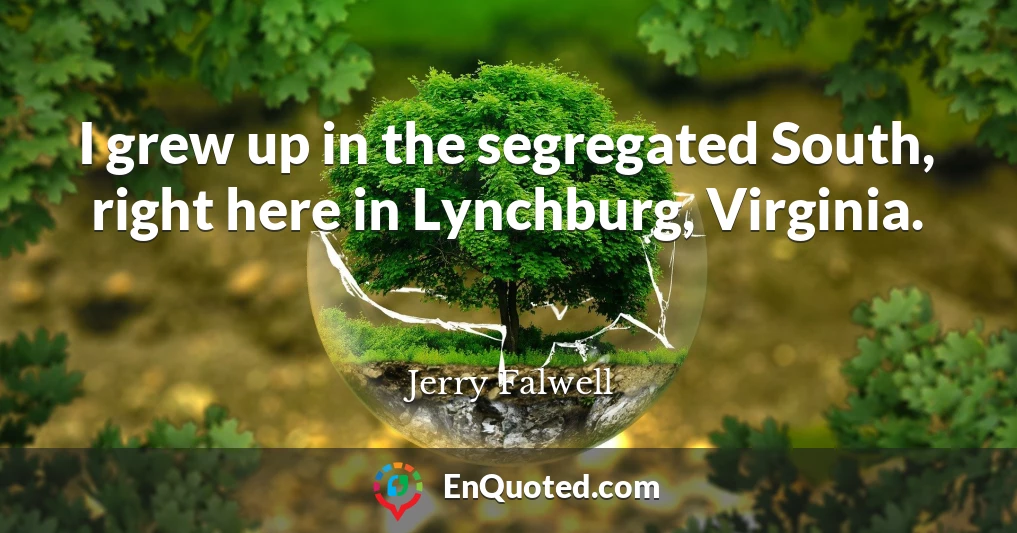 I grew up in the segregated South, right here in Lynchburg, Virginia.