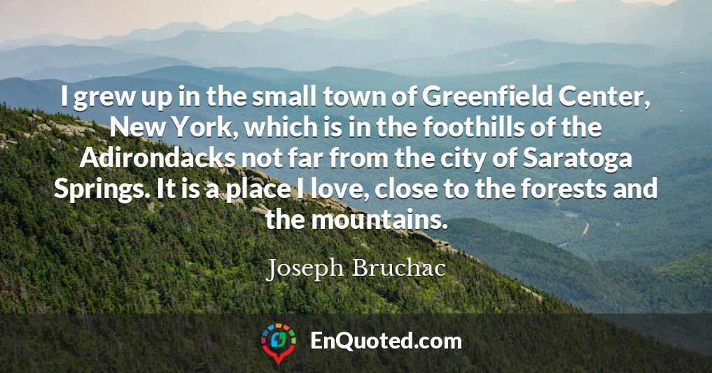 I grew up in the small town of Greenfield Center, New York, which is in the foothills of the Adirondacks not far from the city of Saratoga Springs. It is a place I love, close to the forests and the mountains.