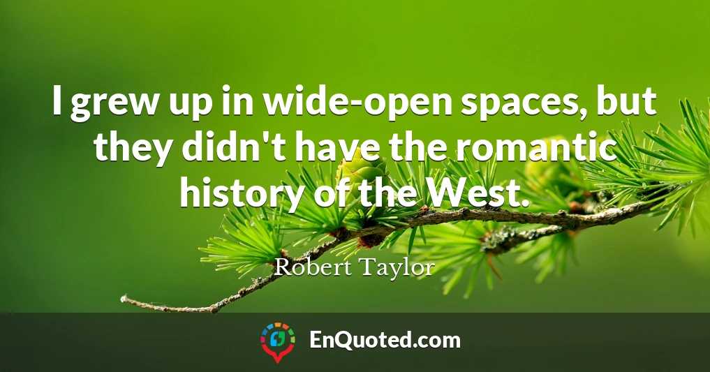 I grew up in wide-open spaces, but they didn't have the romantic history of the West.