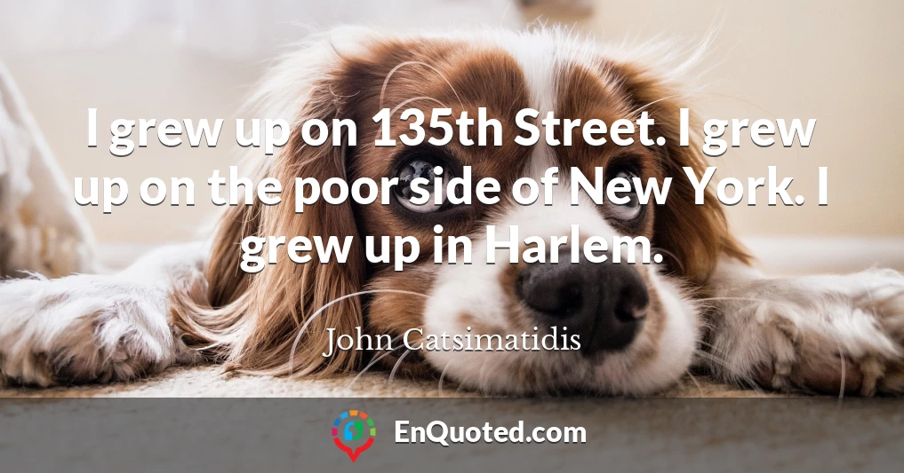 I grew up on 135th Street. I grew up on the poor side of New York. I grew up in Harlem.