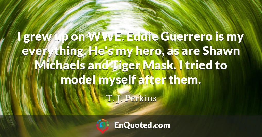 I grew up on WWE. Eddie Guerrero is my everything. He's my hero, as are Shawn Michaels and Tiger Mask. I tried to model myself after them.