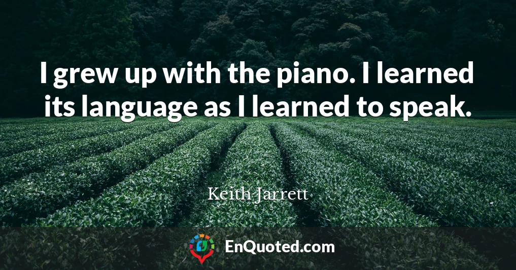 I grew up with the piano. I learned its language as I learned to speak.