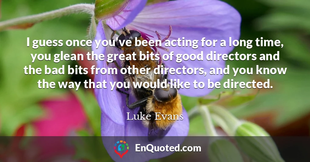 I guess once you've been acting for a long time, you glean the great bits of good directors and the bad bits from other directors, and you know the way that you would like to be directed.