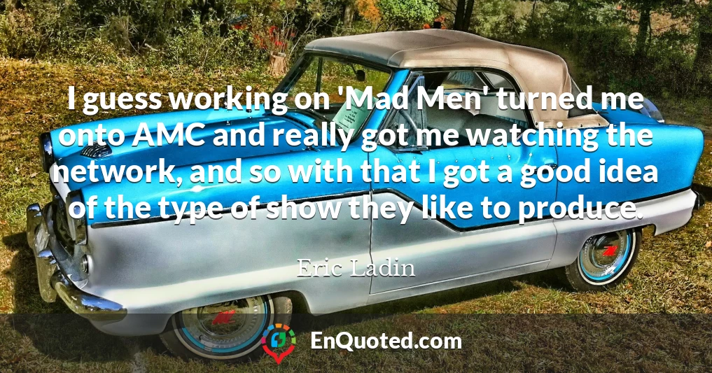 I guess working on 'Mad Men' turned me onto AMC and really got me watching the network, and so with that I got a good idea of the type of show they like to produce.