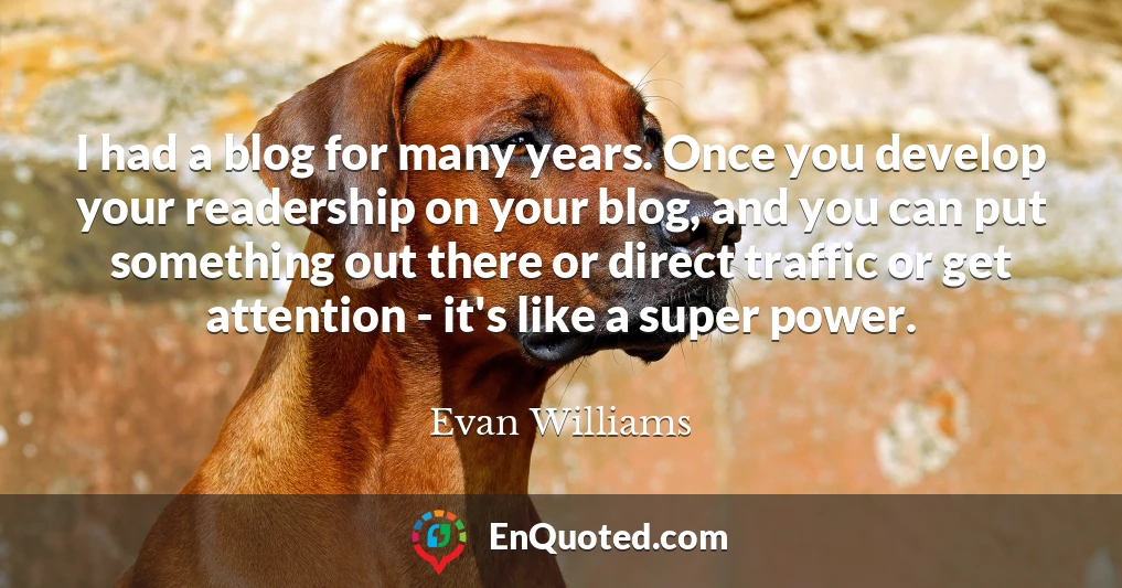 I had a blog for many years. Once you develop your readership on your blog, and you can put something out there or direct traffic or get attention - it's like a super power.